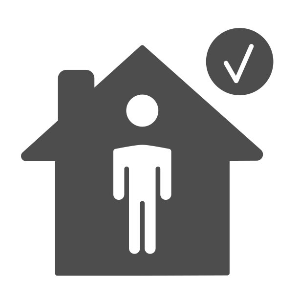 居家人士用实体图标、2019冠状病毒病概念、白色背景居家标志、移动冠状病毒检疫预防措施图标。矢量图形。图片下载