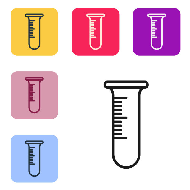 黑线试管和烧瓶图标隔离在白色背景上图片下载