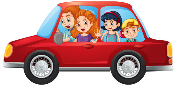 幸福的家庭在车里图片下载