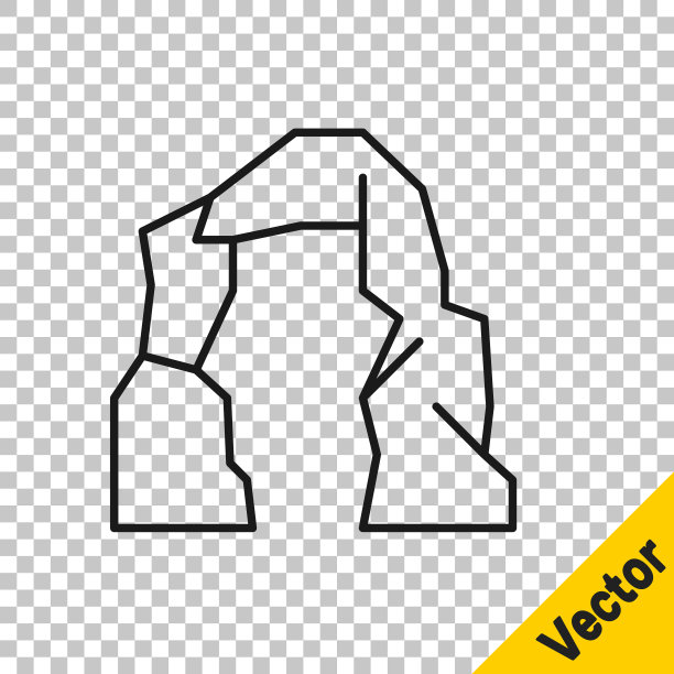 黑线大峡谷图标孤立在透明的背景。美国亚利桑那州的国家公园。矢量图图片下载