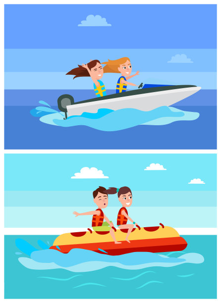 夏季娱乐收集矢量插图图片下载