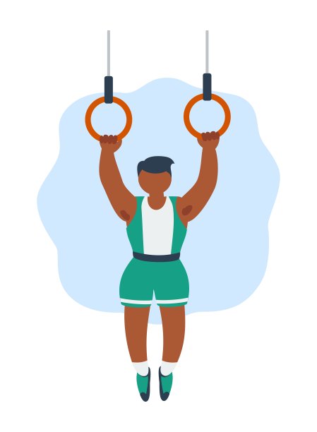 运动员在一项运动中吊环。矢量图图片下载