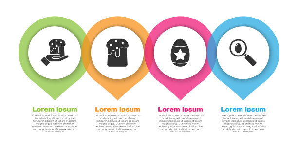 集人手和复活节蛋糕，复活节蛋糕，复活节蛋和搜索和复活节蛋。业务信息模板。向量图片下载