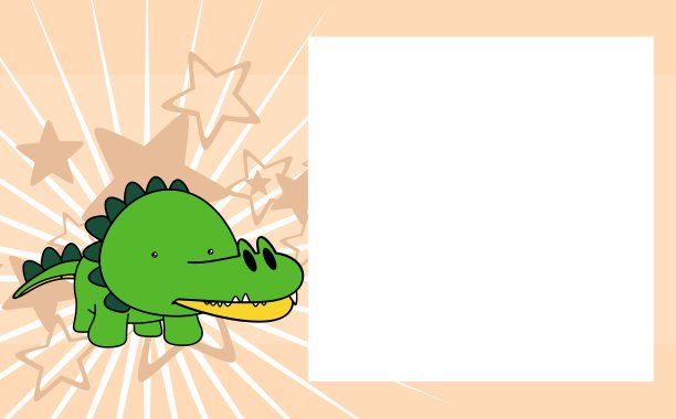 可爱可爱的鳄鱼卡通画框背景图片下载