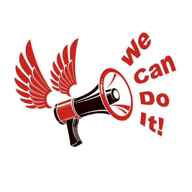 用扩音器制作的矢量海报，我们可以写作。宣传是广告和促销的营销要素。图片下载