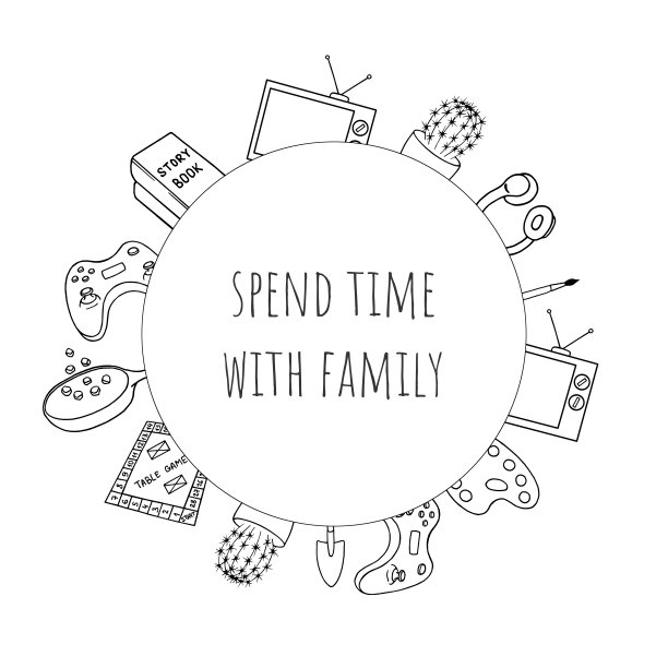 框架与手绘的有趣的家庭活动项目图片下载