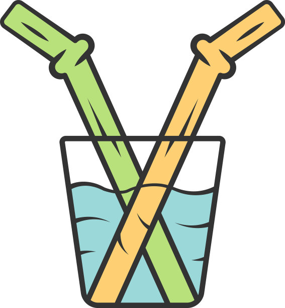 玻璃饮用稻草色图标图片下载