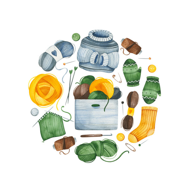 水彩针织框边素材图片