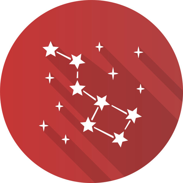 星座平面设计的长阴影字形图标图片下载