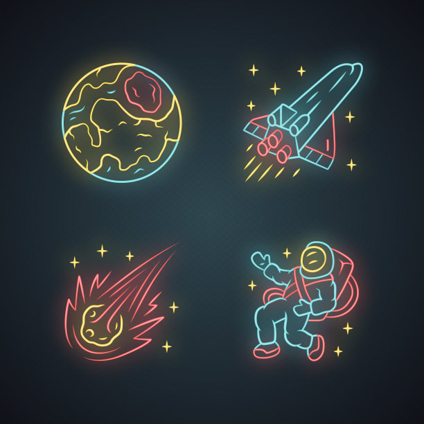 天文霓虹灯图标设置空间探索图片下载