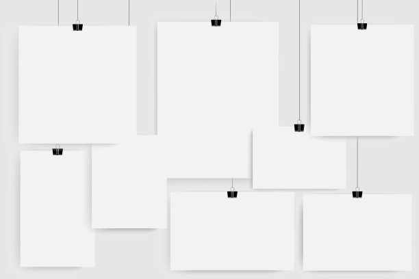 用剪贴纸制作的海报挂在墙上。矢量图片的一个悬浮图片。股票的照片。图片下载