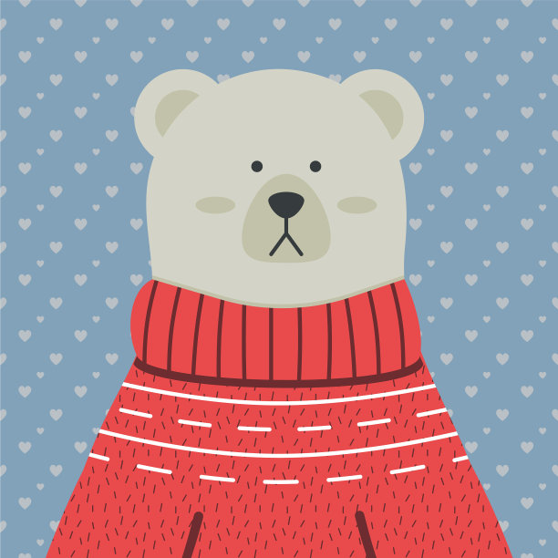 可爱的北极熊在冬天的毛衣图片下载