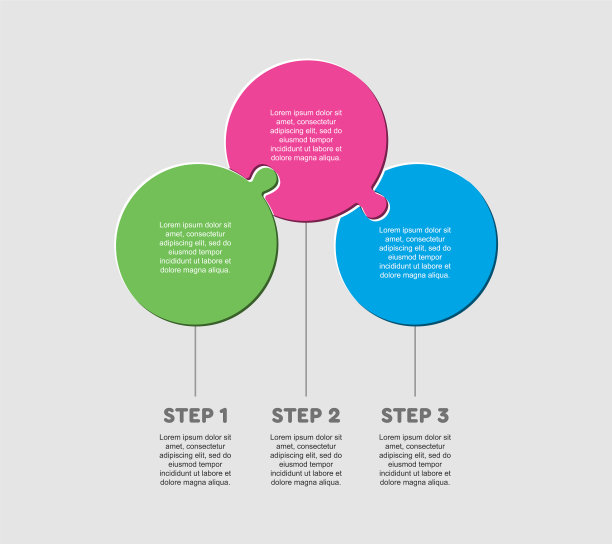 三件拼图圆线信息图形图片下载