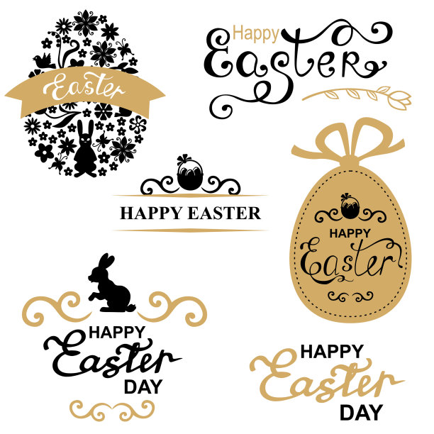 复活节装饰问候图标集图片下载