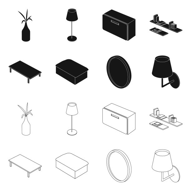 隔离对象卧室和房间标志集图片下载