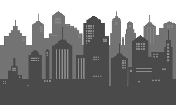 黑色和白色的城市与许多窗户图片下载