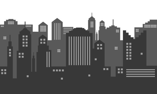 黑白色彩剪影城市城镇图片下载