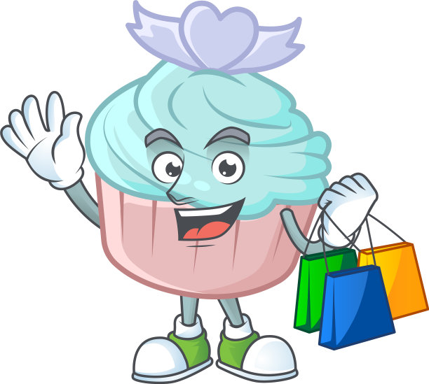 一个快乐丰富的香草蓝色爱纸杯蛋糕袋图片下载