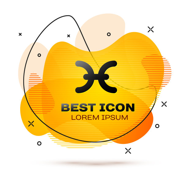 黑色双鱼座星座图标孤立在白色图片下载