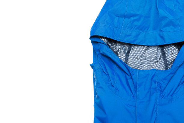 折叠蓝色拉链风衣夹克，防雨防水登山戈尔特克斯夹克连帽衫。田径夹克运动尼龙全拉链图片下载