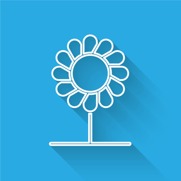 白色线花图标孤立与长影子图片下载