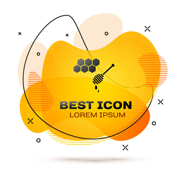 黑色蜂巢，带有蜂蜜勺贴纸图片下载