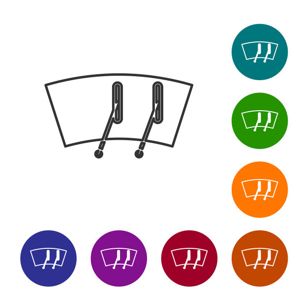灰色线挡风玻璃刮水器图标孤立在白色图片下载