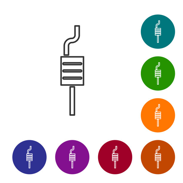 灰色线汽车消声器图标隔离白色图片下载