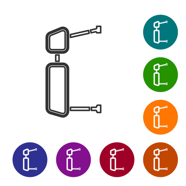 灰色线卡车侧镜图标孤立图片下载