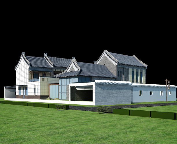 别墅别墅外部的3d渲染图片下载