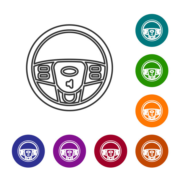 灰色线方向盘图标孤立在白色图片下载