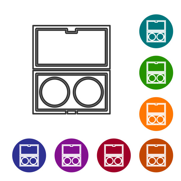 灰线彩妆粉与镜子图标隔离图片下载