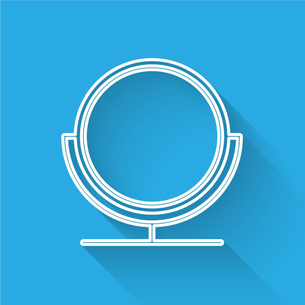 白线圆妆镜图标与孤立图片下载