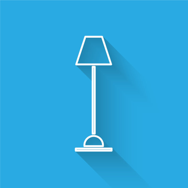 白色线落地灯图标与长隔离图片下载