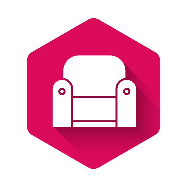 白色扶手椅图标孤立与长影子图片下载