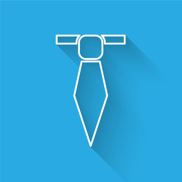 白色线领带图标孤立与长阴影图片下载