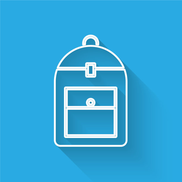 白色线背包图标孤立与长影子图片下载