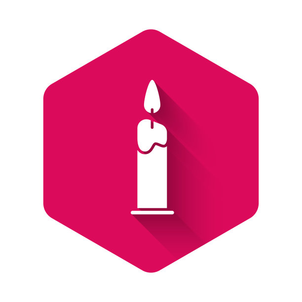 白色燃烧的蜡烛在烛台图标孤立图片下载