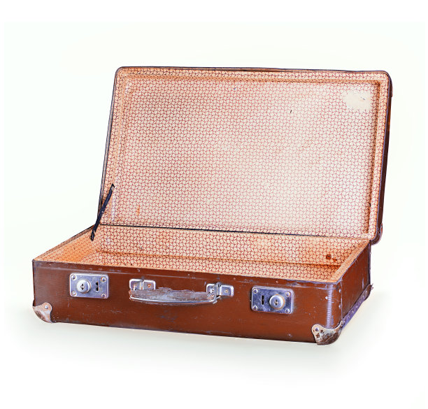 老式行李箱孤立在白色背景上。图片下载