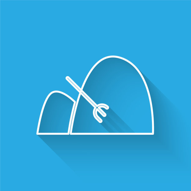 白线捆干草和耙图标隔离图片下载