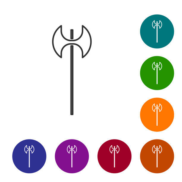 灰色线中世纪斧头图标孤立在白色图片下载