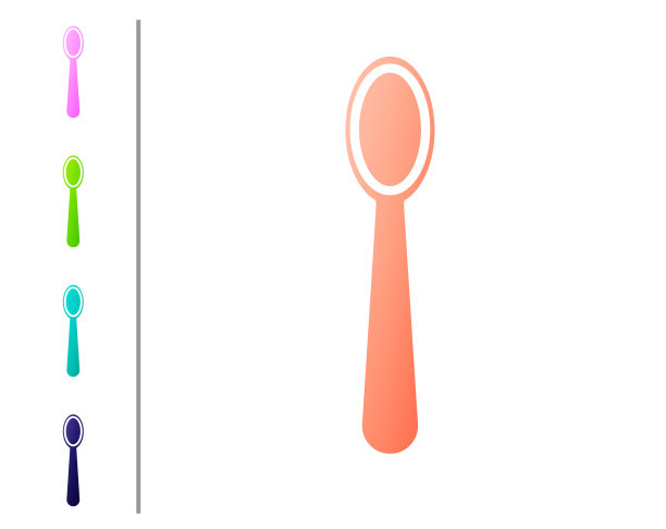 珊瑚一次性塑料勺图标孤立上图片下载