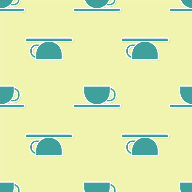 绿色咖啡杯图标隔离无缝模式图片下载