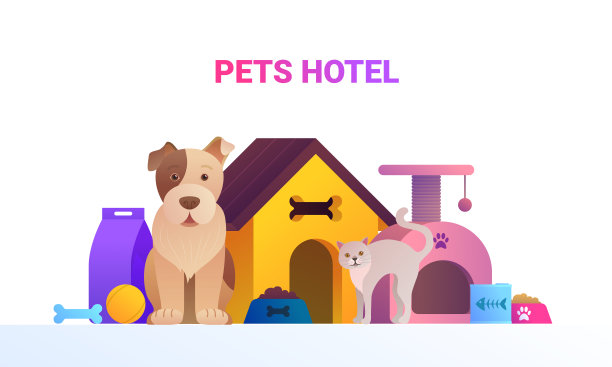 宠物服务卡通横幅。图片下载