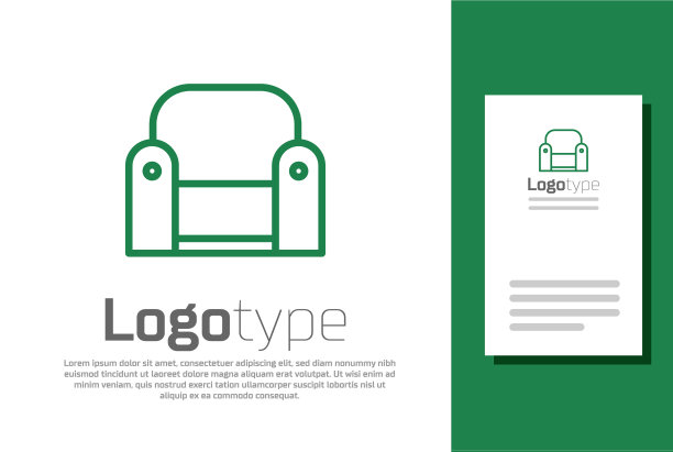 绿色线扶手椅图标孤立在白色图片下载