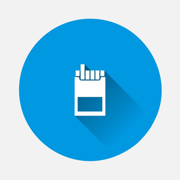 香烟包装矢量图标上的蓝色背景。平面图像与长阴影。图片下载