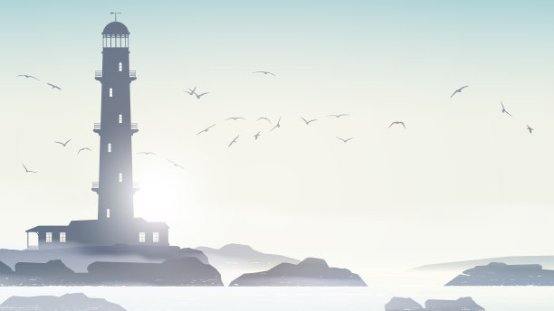 海滨景观有灯塔。图片下载