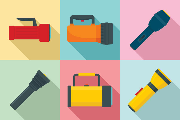 手电筒图标设置，平面风格图片下载