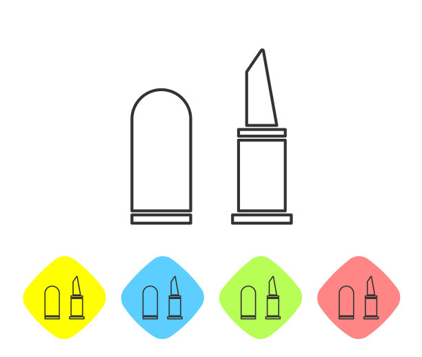 灰色线口红图标孤立在白色图片下载