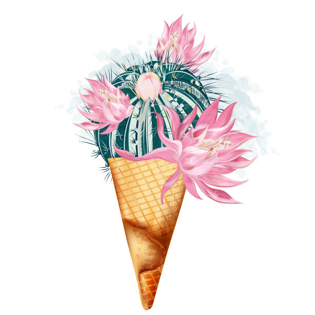 时尚与创意冰淇淋仙人掌图片下载